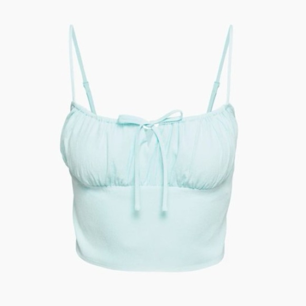 Aritzia Sunday Best Delilah Blouse- Frosted Aquamarine Blue Milkmaid Tank Top